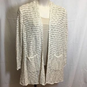 NWT Gold Metallic & White Knit Sweater Hoodie XL